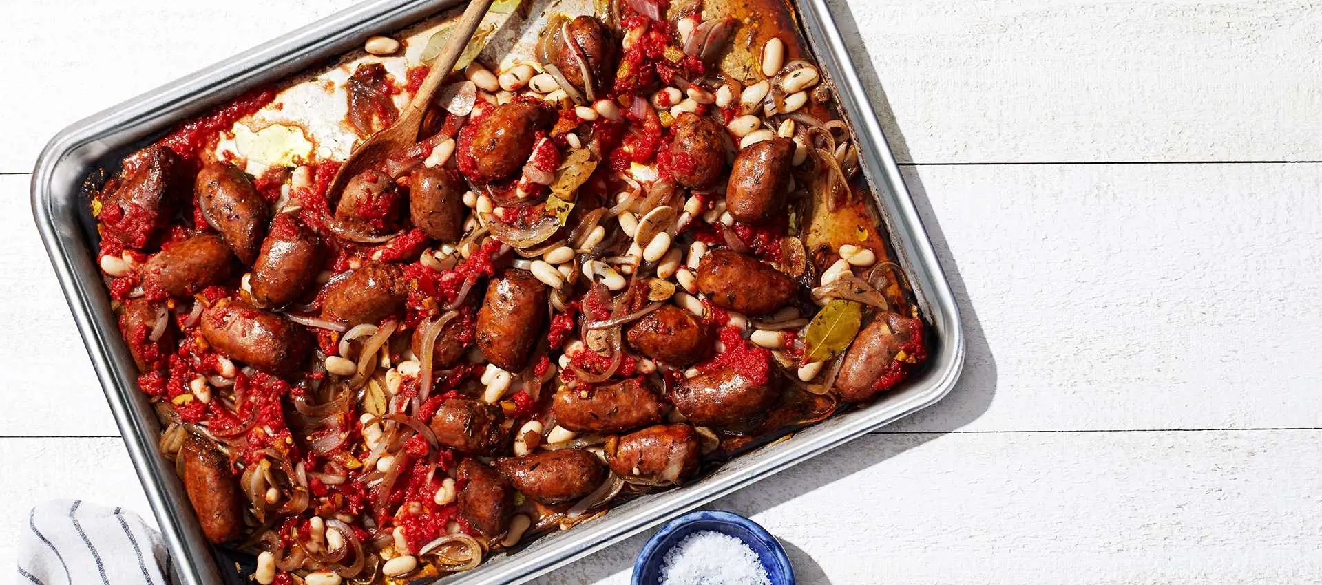 Sausage with White Beans, Tomatoes, Onions