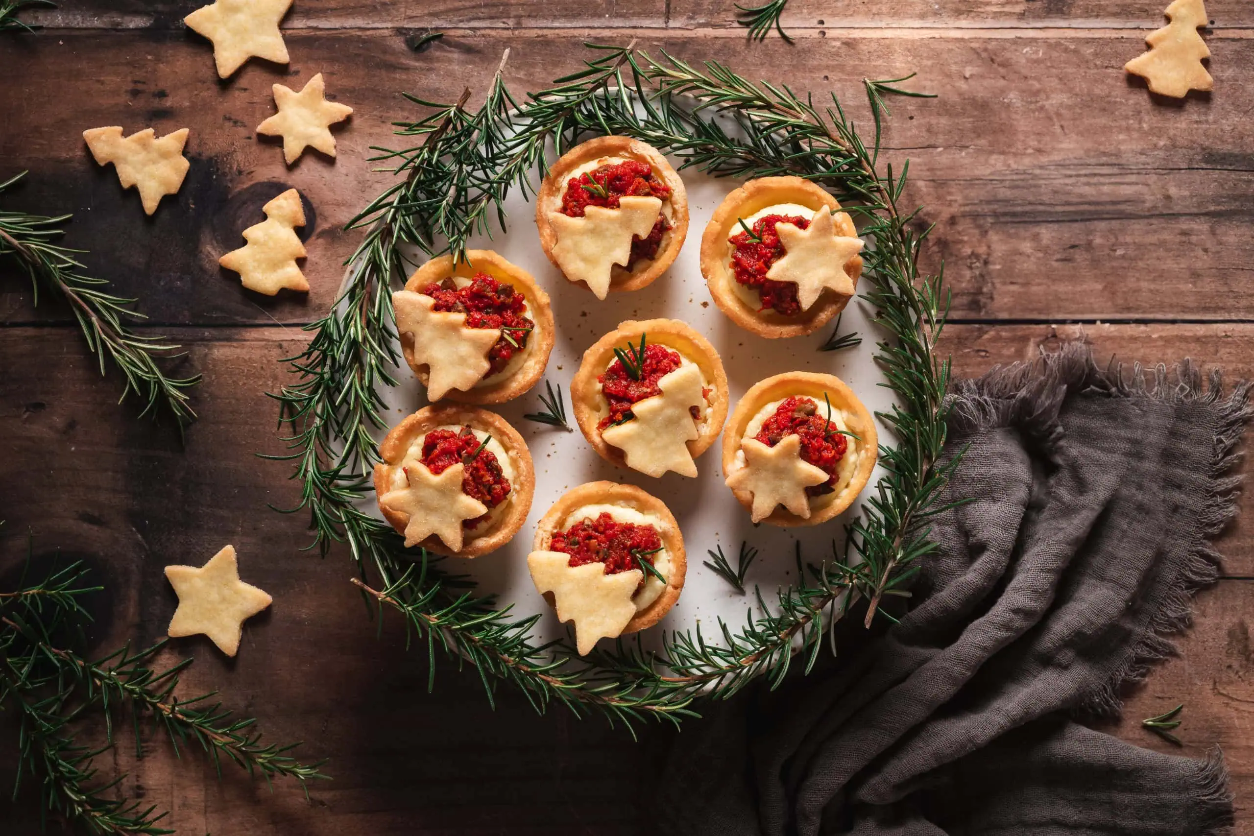 Vegan and Gluten-Free Christmas Mini Savory Tarts 