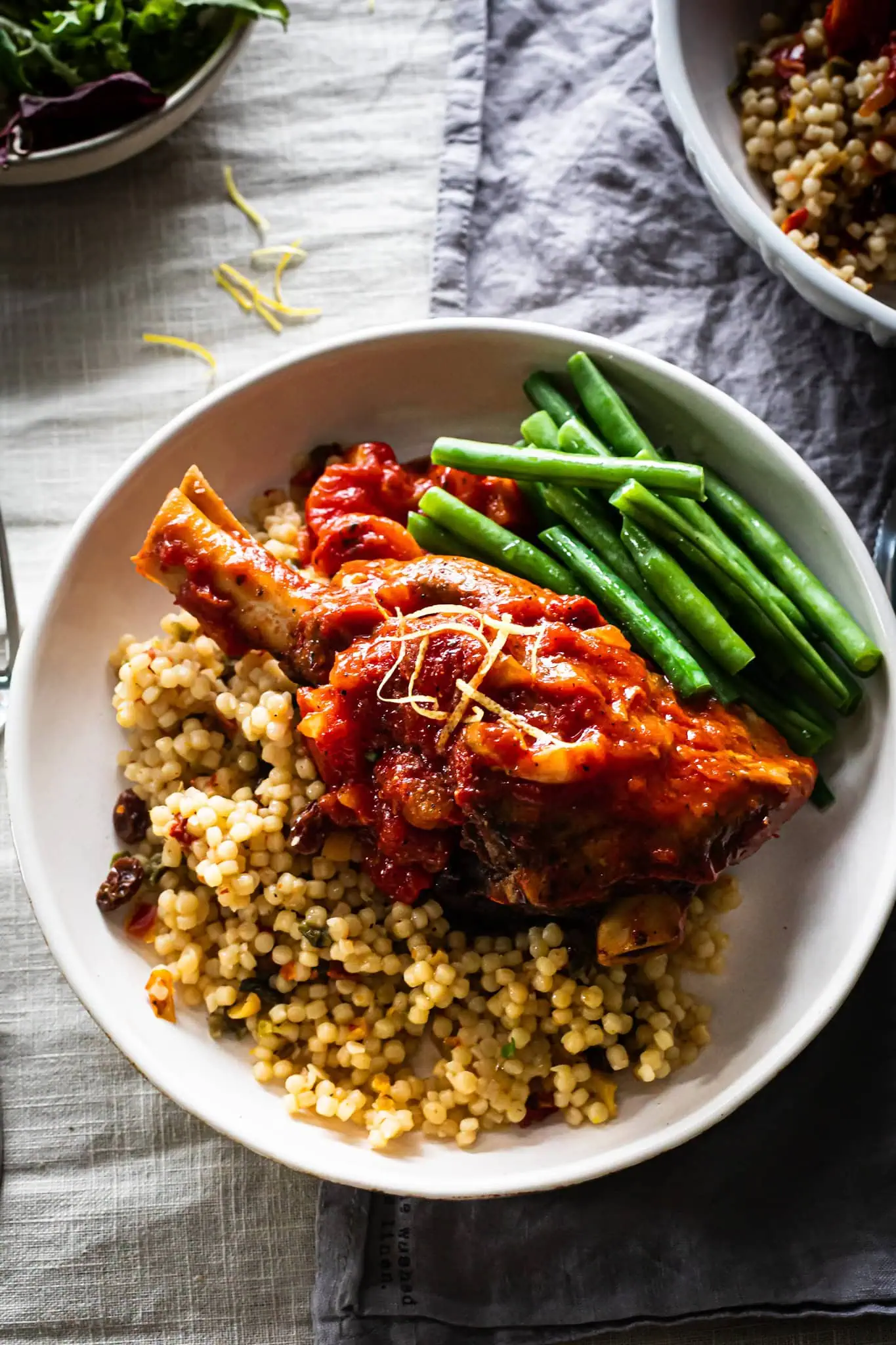 Moroccan lamb shanks with sieved tomatoes